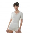 Medima Angora 20 maglia lana donna mezza manica con pizzo art M1174