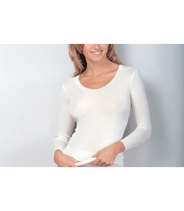 Medima Angora 20 maglia lana donna manica lunga con pizzo art M1182