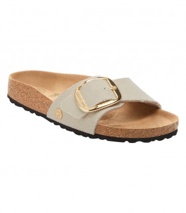 Birkenstock Madrid Big Buckle Rivet Logo canvas eggshell ciabatte donna