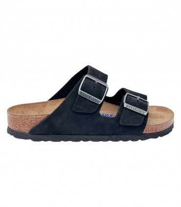 Birkenstock Arizona Soft Footbed Nubuck Leather black ciabatte donna